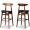 Baxton Studio Flora Black Faux Leather Upholstered Walnut Finished Bar Stool, PK2 144-8074 - alternate 1
